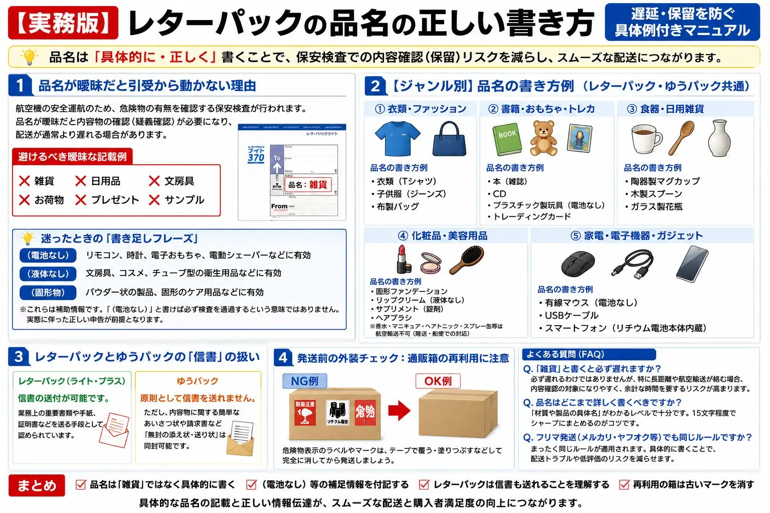 レター パック 品名 例